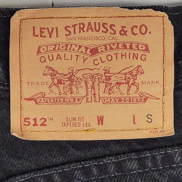 Vtg Levi’s 512 Womens Slim Fit Tapered Leg Denim Jeans Faded Black 5 Shorts - Picture 7 of 10